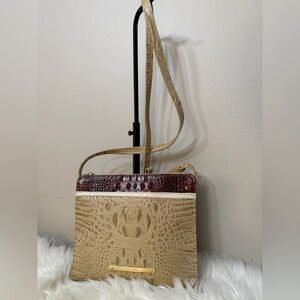 Brahmin Tricolor Melbourne Champagne Pecan Croc Embossed Shoulder Crossbody Bag